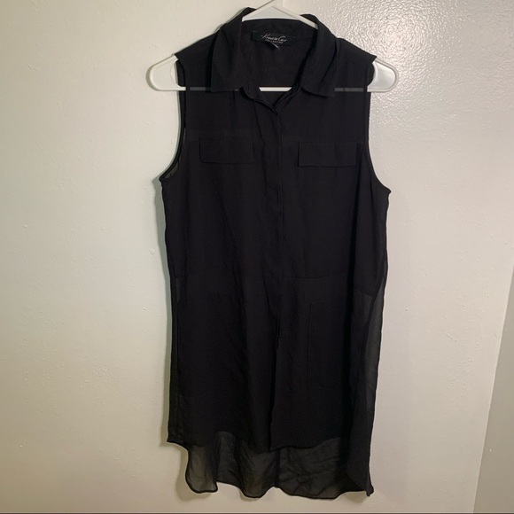 Kenneth Cole Tunic Shirt Dress Black Sleeveless - Picture 3 of 13